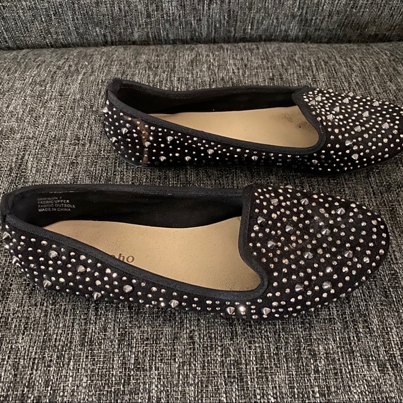 ❌SOLD❌ ZIGISOHO BLACK SUEDE EMBELLISHED FLATS SZ 7 - Picture 2 of 4